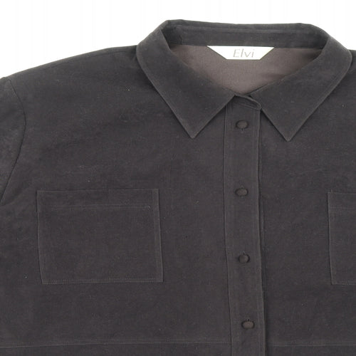 ELVI Womens Brown Polyester Basic Button-Up Size 26 Collared