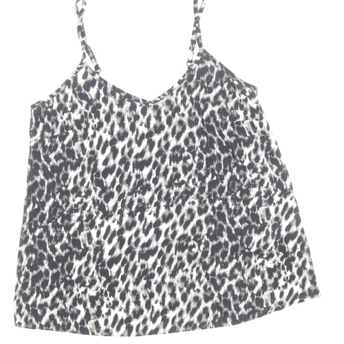Atmosphere Womens Multicoloured Animal Print Polyester Basic Tank Size 6 V-Neck - Leopard Print