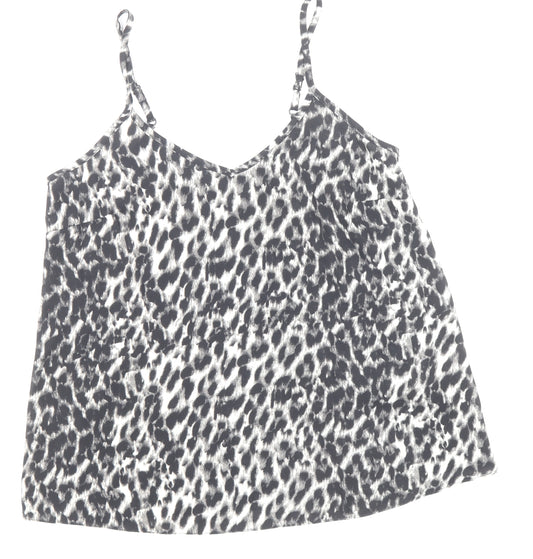 Front view of Atmosphere women’s multicoloured animal print polyester basic tank, size UK 6, v-neck - leopard print