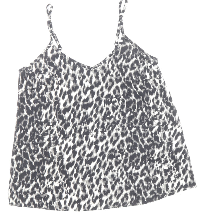 Atmosphere Womens Multicoloured Animal Print Polyester Basic Tank Size 6 V-Neck - Leopard Print