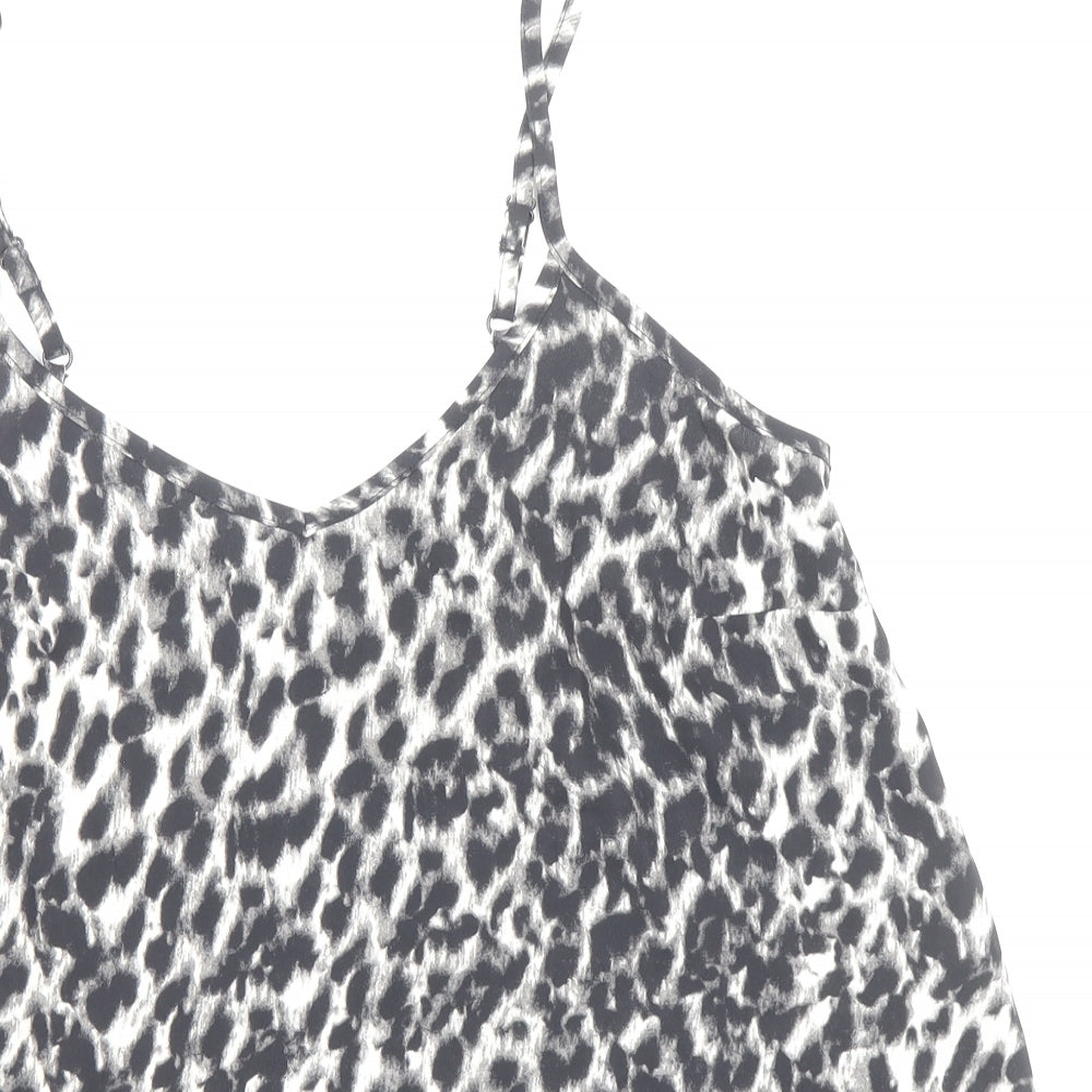Atmosphere Womens Multicoloured Animal Print Polyester Basic Tank Size 6 V-Neck - Leopard Print