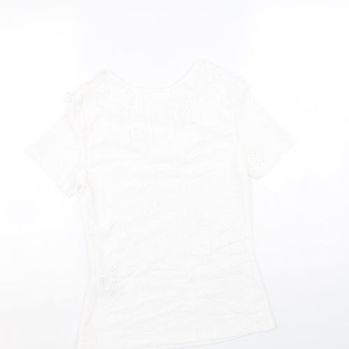SheIn Womens White Geometric Polyester Basic Blouse Size M Round Neck