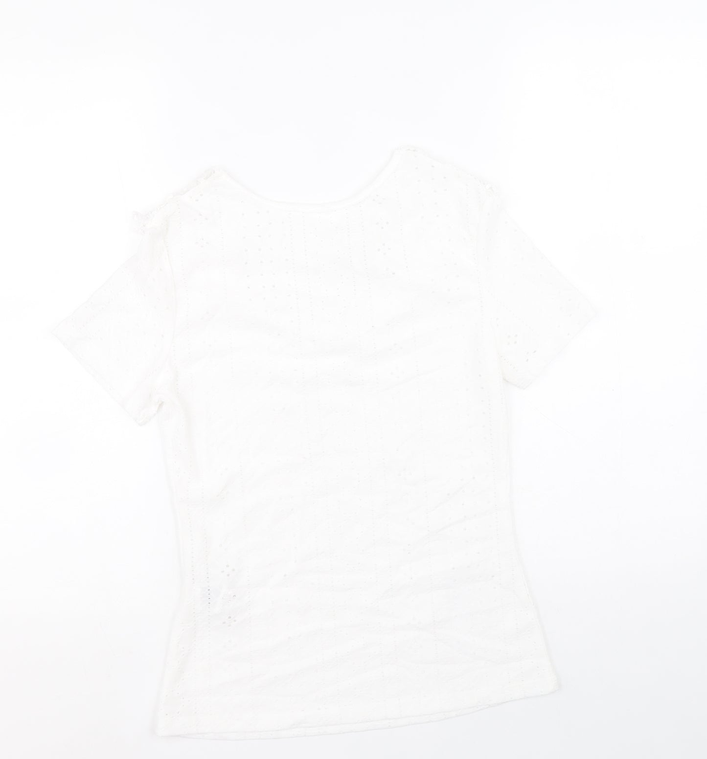 SheIn Womens White Geometric Polyester Basic Blouse Size M Round Neck