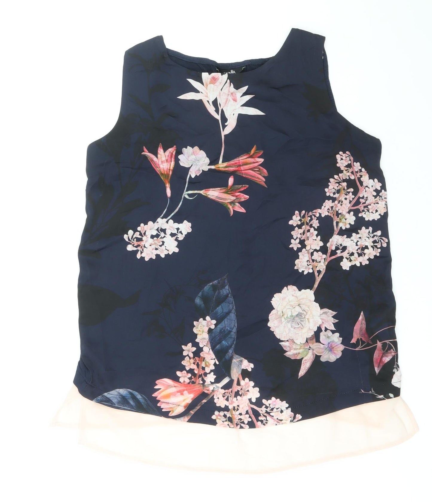 Wallis Womens Red Floral Viscose Basic Tank Size 10 Round Neck