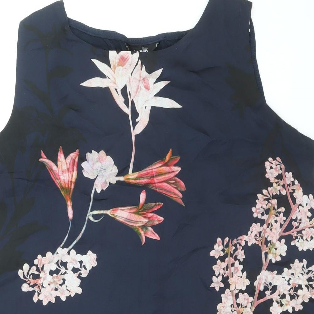 Wallis Womens Red Floral Viscose Basic Tank Size 10 Round Neck