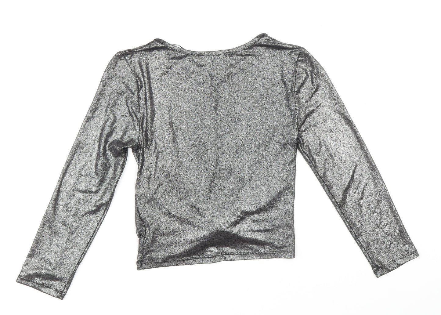 Atmoshpere Womens Grey Polyester Basic Blouse Size 6 Round Neck - Knot Front
