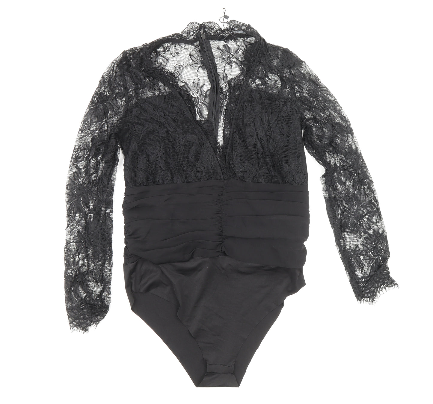 Zara Womens Black Polyamide Bodysuit One-Piece Size M Zip