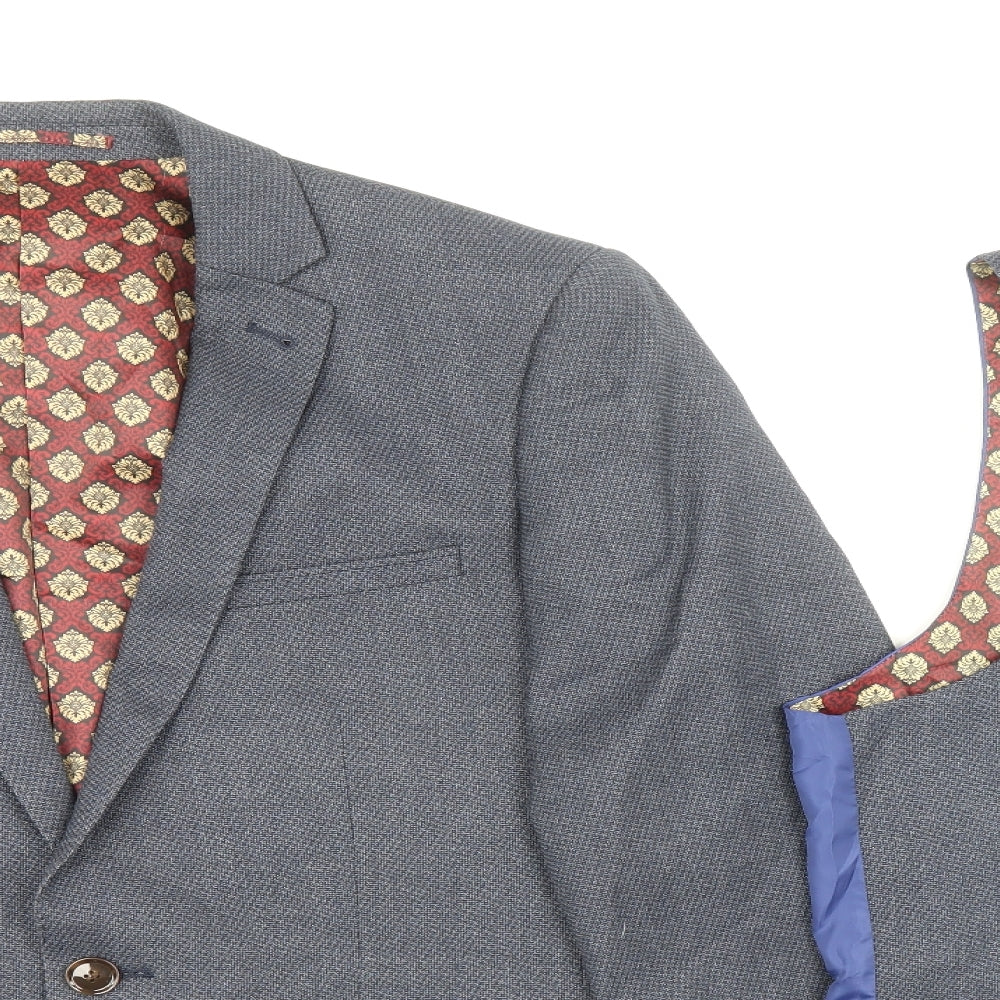 Harry Brown Mens Blue Polyester 2 Piece Suit Waistcoat Size 38