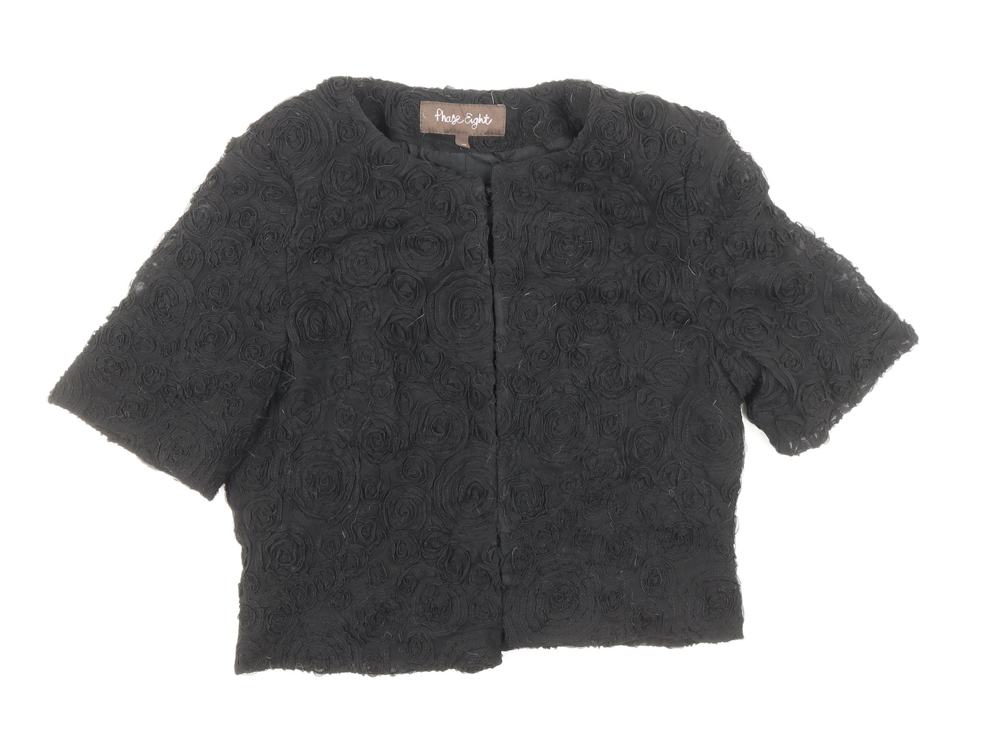 Phase Eight Womens Black Gilet Jacket Size 10 Hook & Loop - Textured