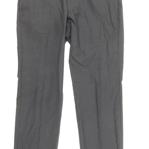 Marks and Spencer Mens Grey Polyester Dress Pants Trousers Size S Regular Zip