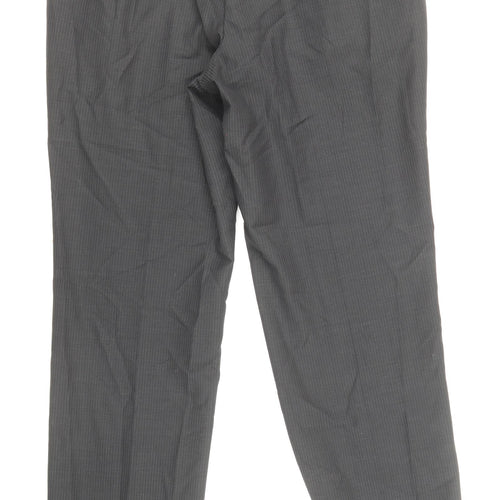 Marks and Spencer Mens Grey Polyester Dress Pants Trousers Size S Regular Zip
