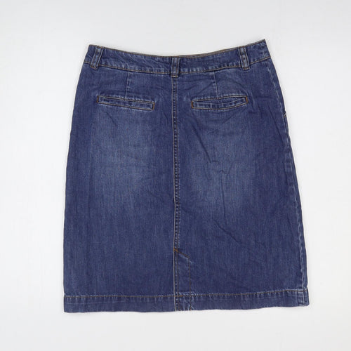 Seasalt Womens Blue Cotton A-Line Skirt Size 10 Zip