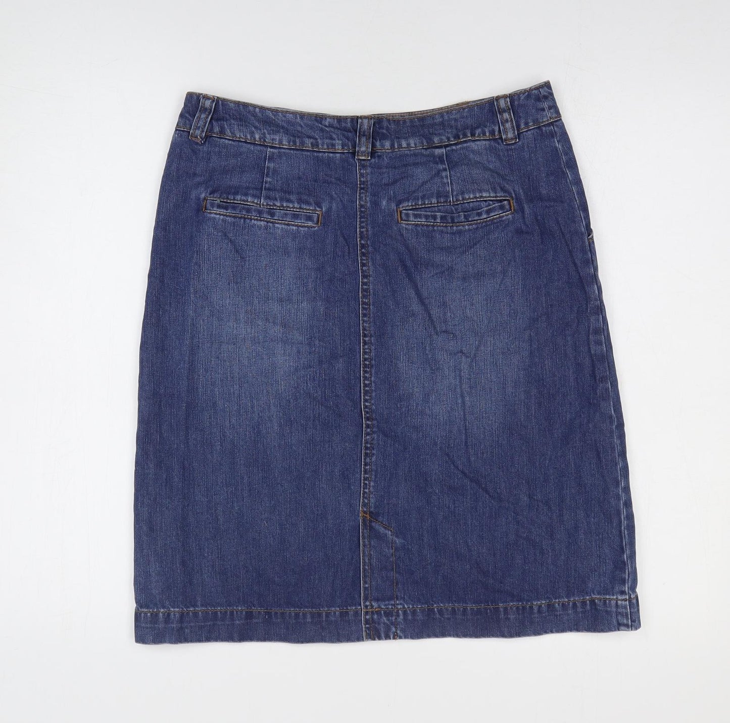 Seasalt Womens Blue Cotton A-Line Skirt Size 10 Zip