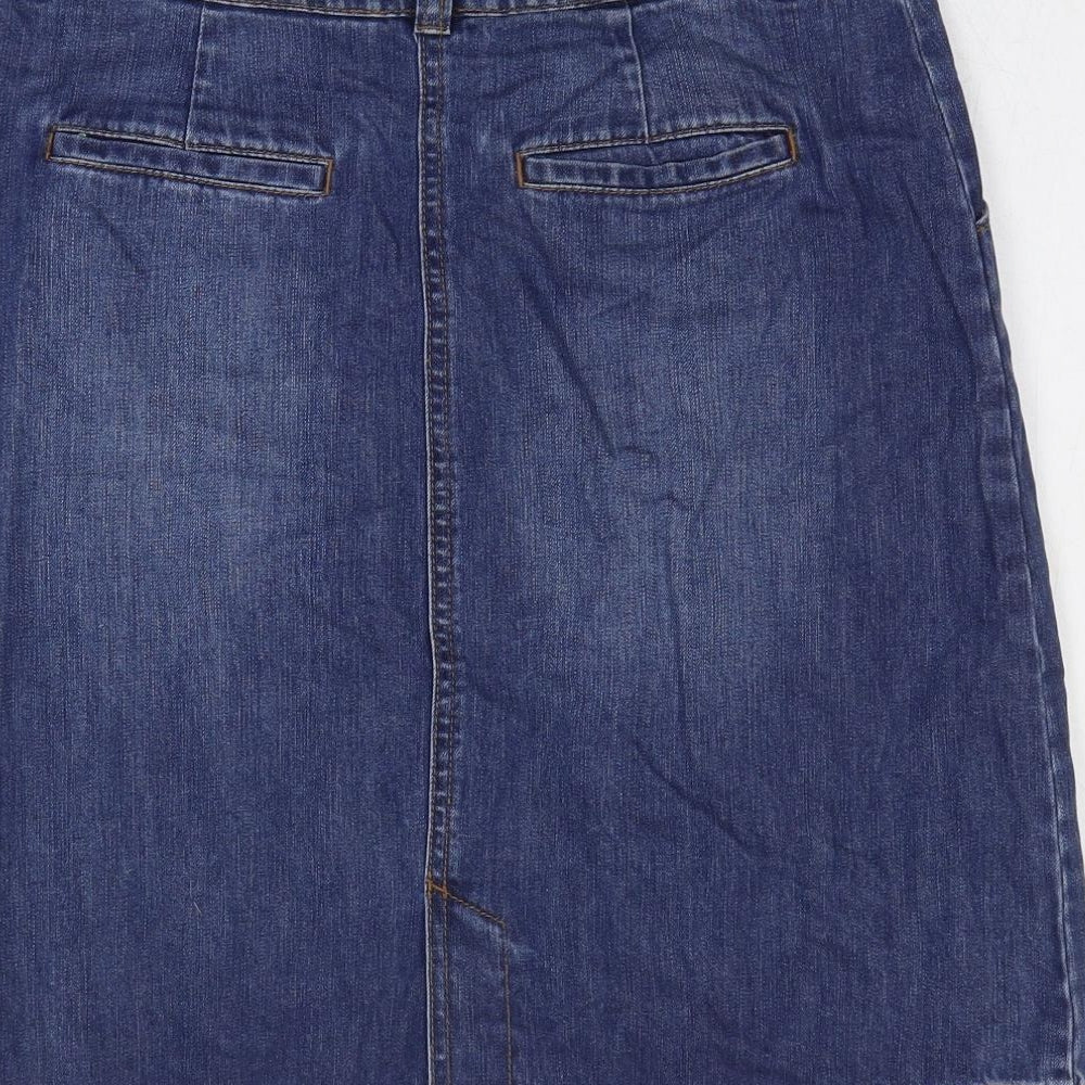 Seasalt Womens Blue Cotton A-Line Skirt Size 10 Zip