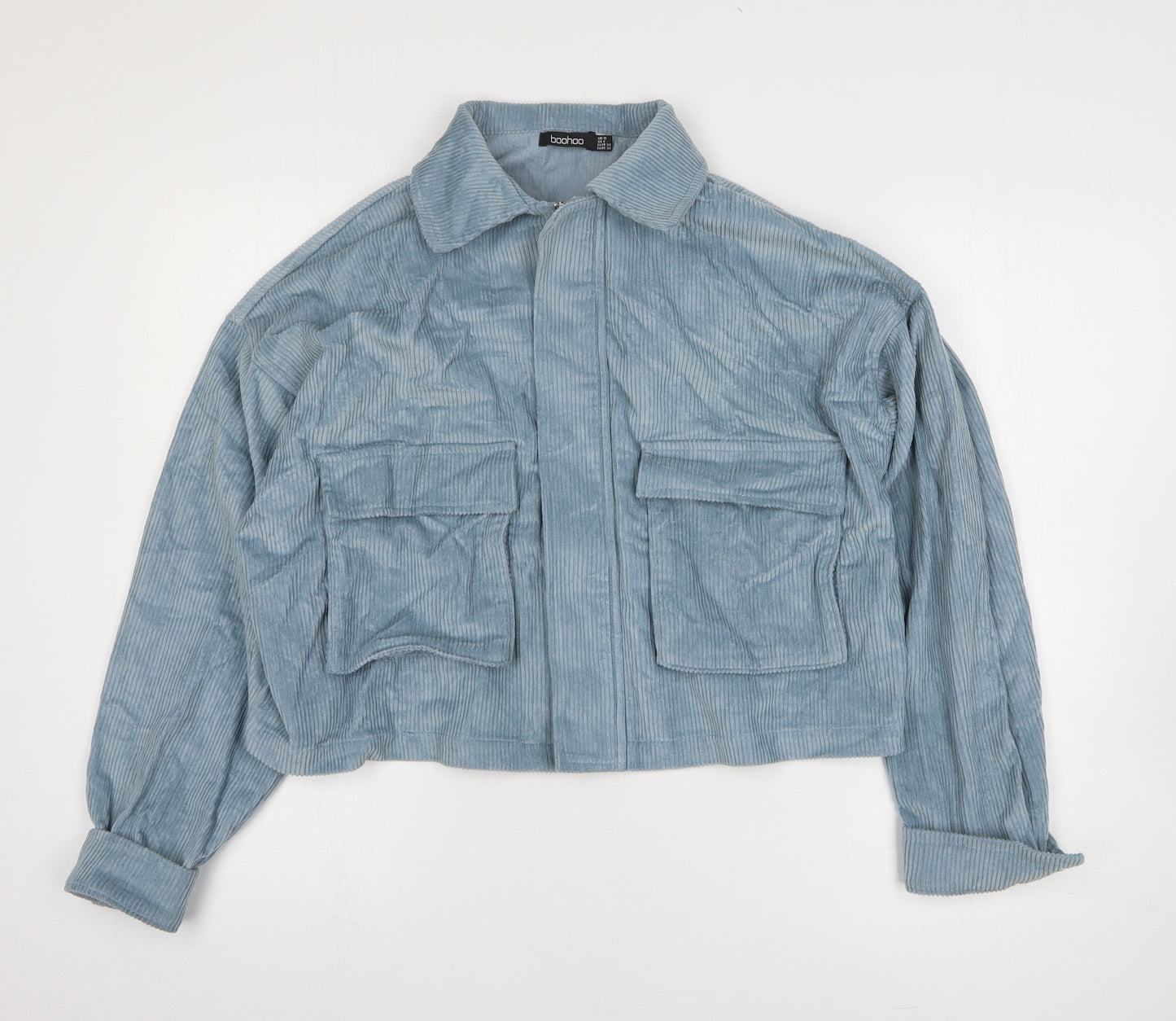 Boohoo Womens Blue Jacket Size 10 Button