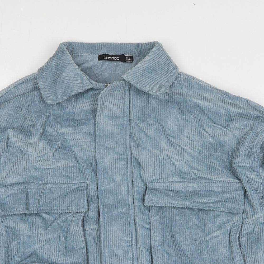 Boohoo Womens Blue Jacket Size 10 Button