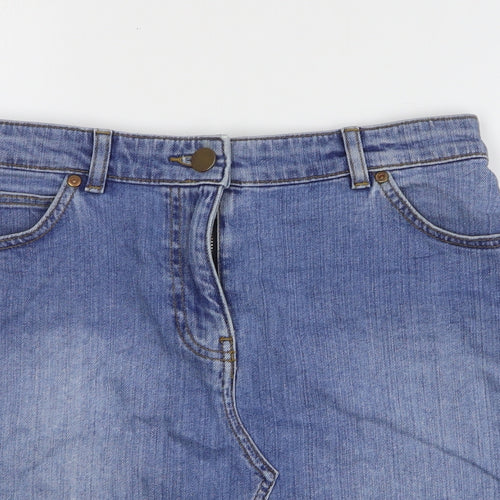 Oasis Womens Blue Cotton Mini Skirt Size 10 Zip