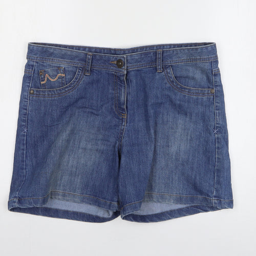George Womens Blue Cotton Mom Shorts Size 14 Regular Zip
