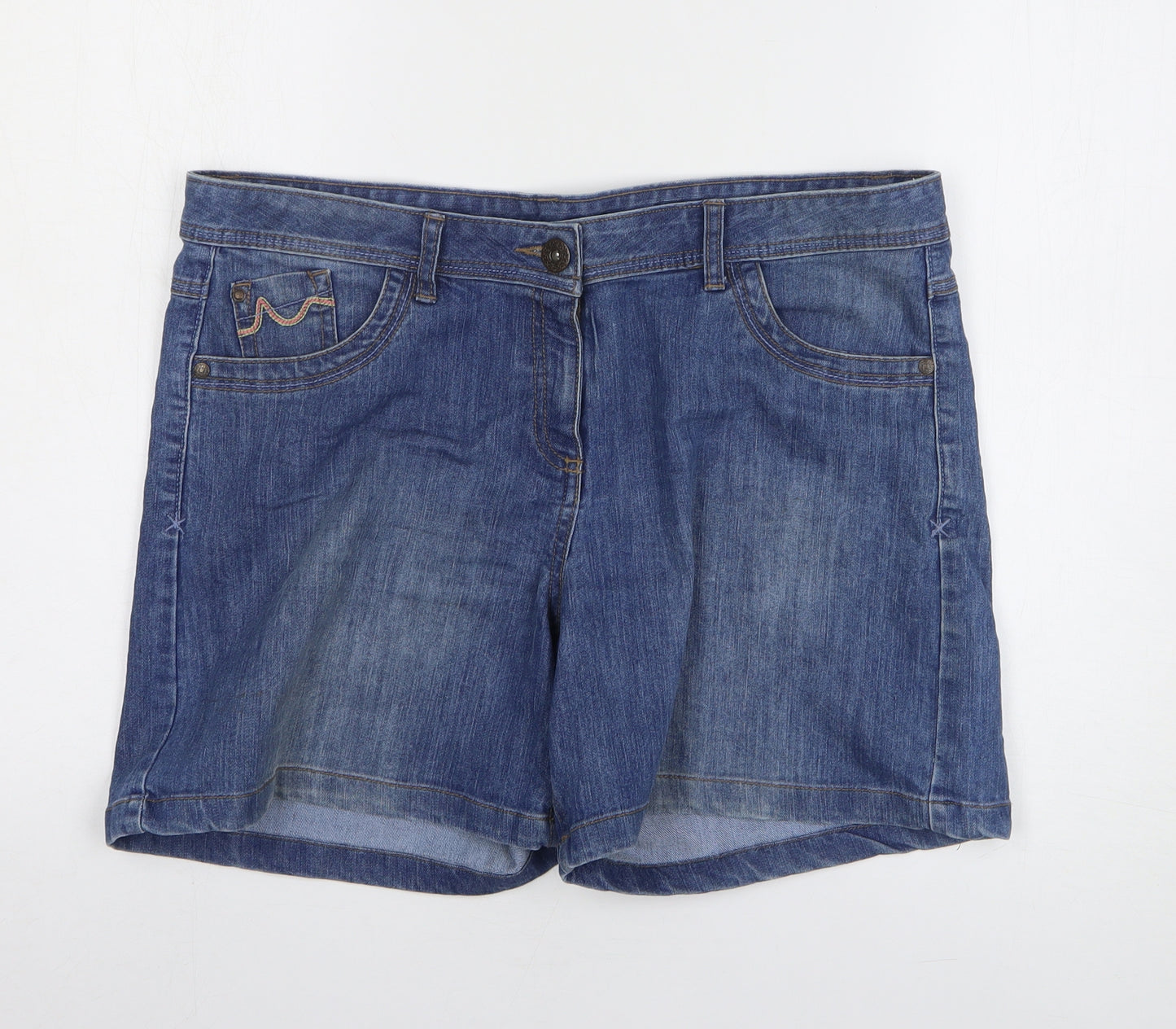 George Womens Blue Cotton Mom Shorts Size 14 Regular Zip