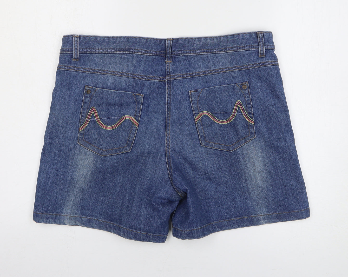 George Womens Blue Cotton Mom Shorts Size 14 Regular Zip