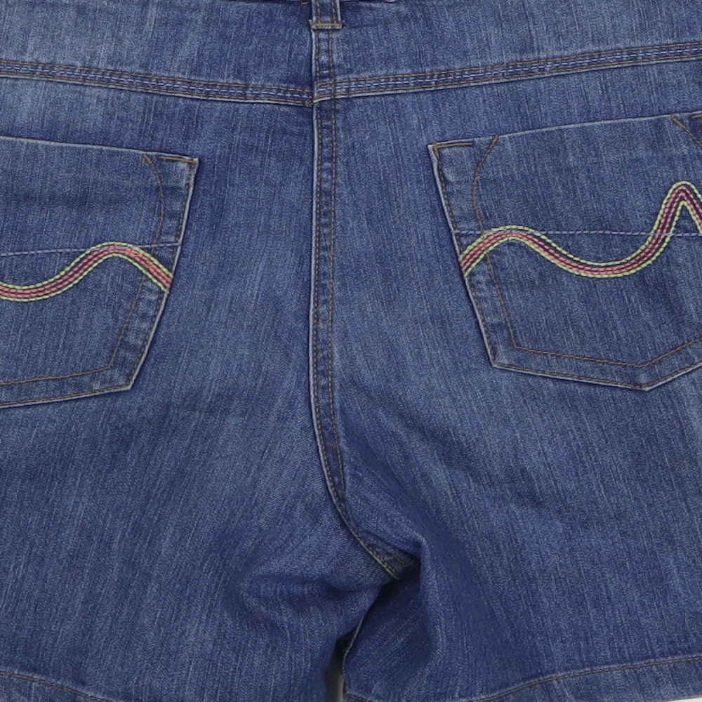 George Womens Blue Cotton Mom Shorts Size 14 Regular Zip
