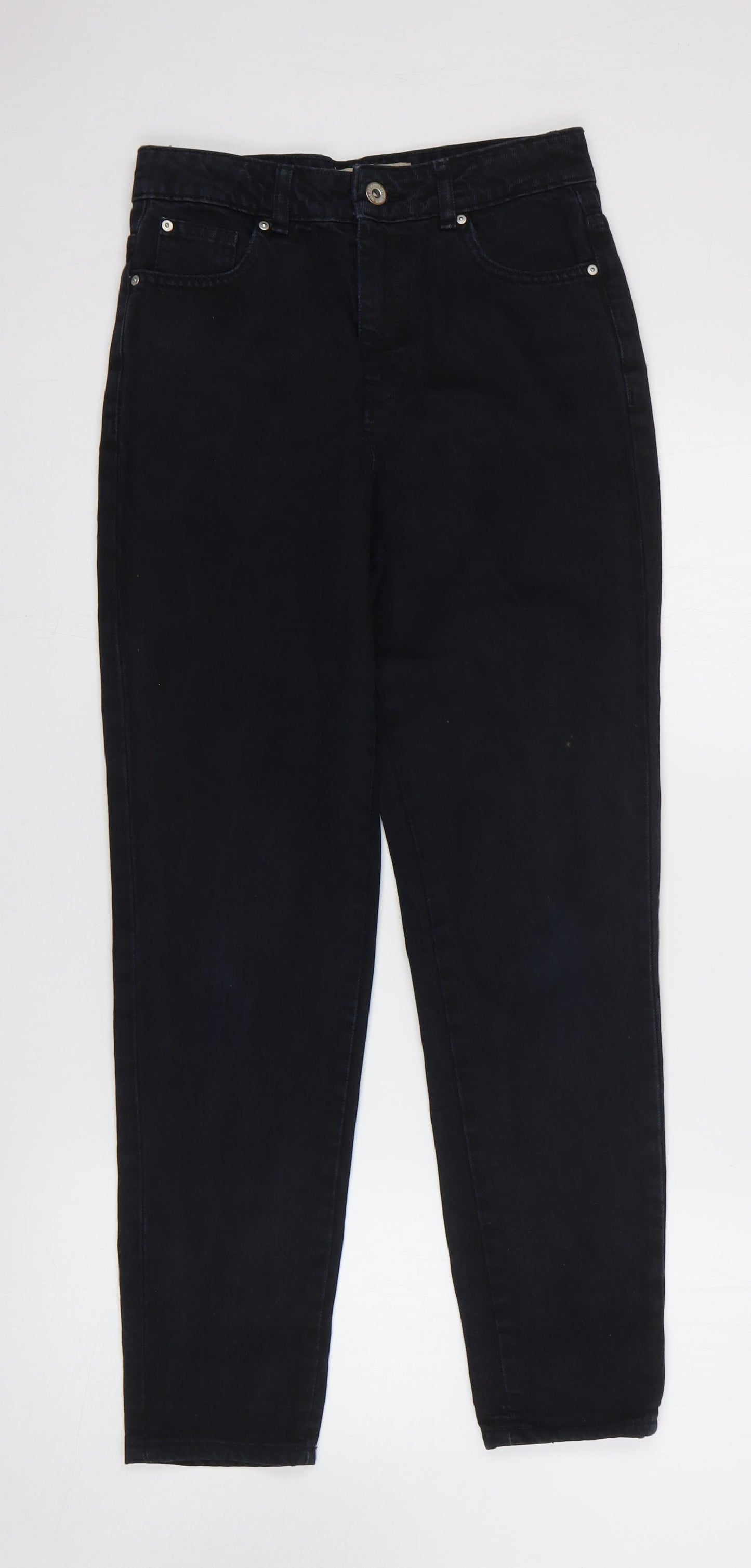 Denim Reserved Womens Black Cotton Straight Jeans Size 34 in Regular Zip