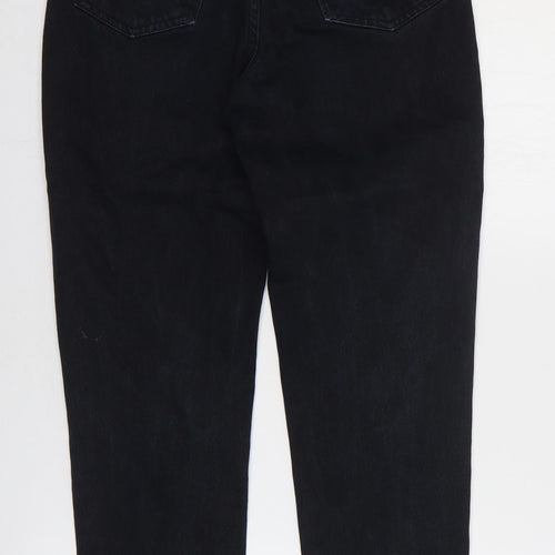 Denim Reserved Womens Black Cotton Straight Jeans Size 34 in Regular Zip