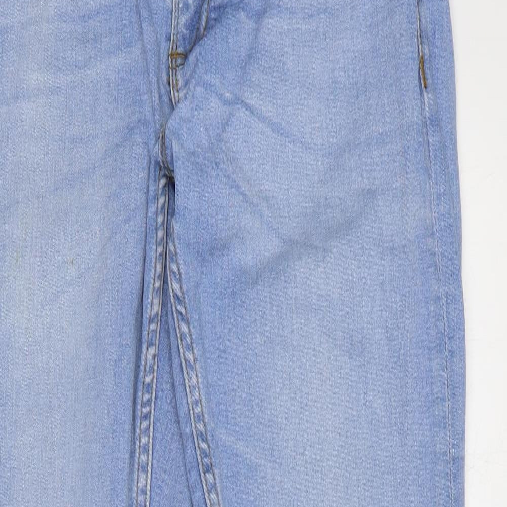 River Island Mens Blue Cotton Straight Jeans Size 32 in L32 in Regular Zip