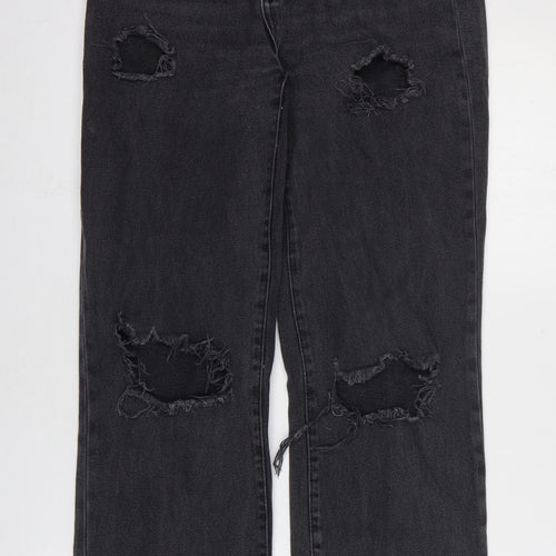 Primark Womens Grey Cotton Straight Jeans Size 8 Regular Zip