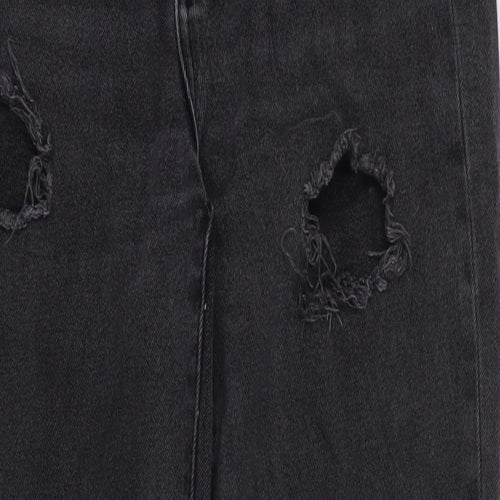 Primark Womens Grey Cotton Straight Jeans Size 8 Regular Zip