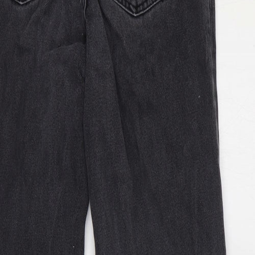Primark Womens Grey Cotton Straight Jeans Size 8 Regular Zip
