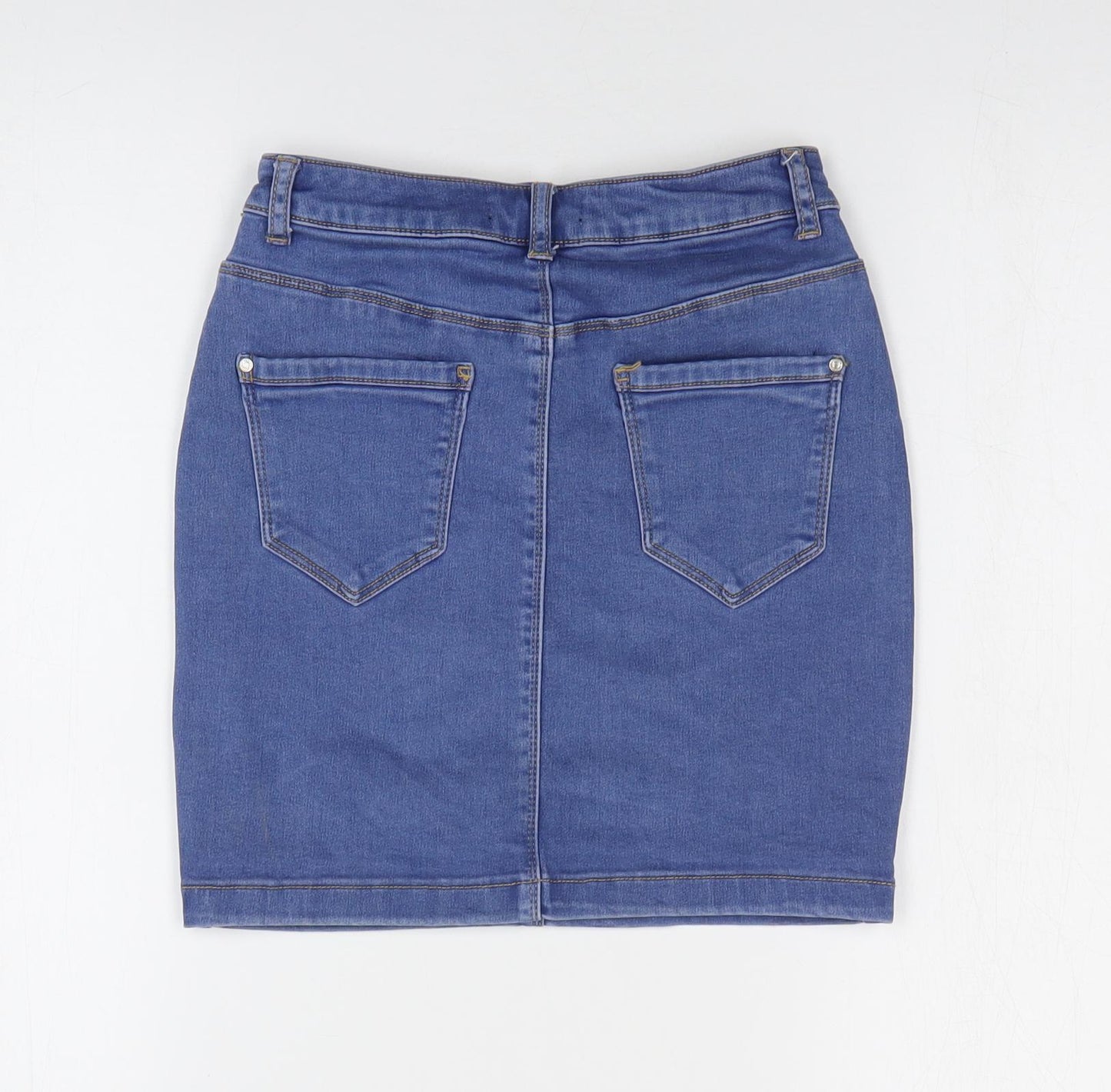 Missguided Womens Blue Cotton Mini Skirt Size 8 Zip