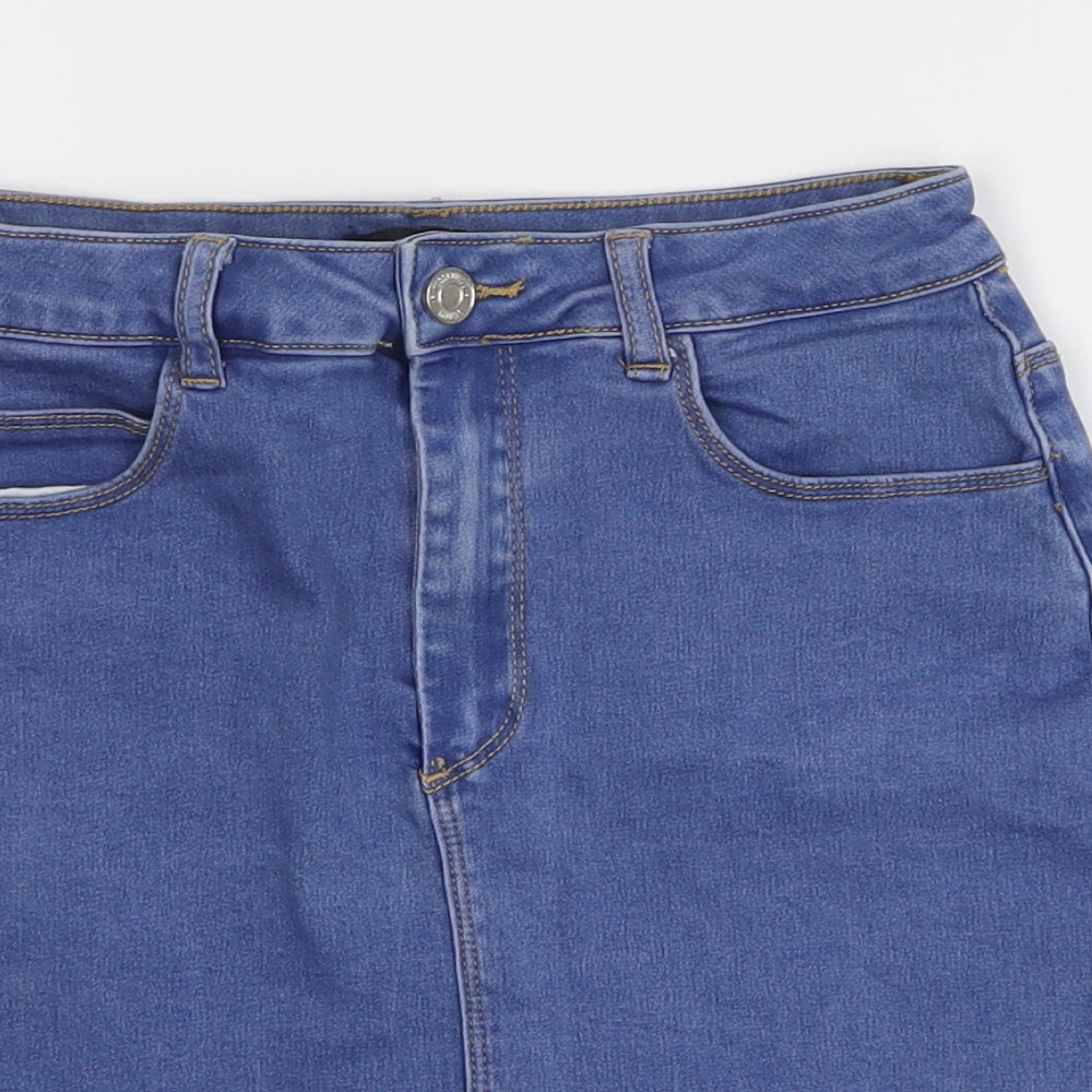 Missguided Womens Blue Cotton Mini Skirt Size 8 Zip