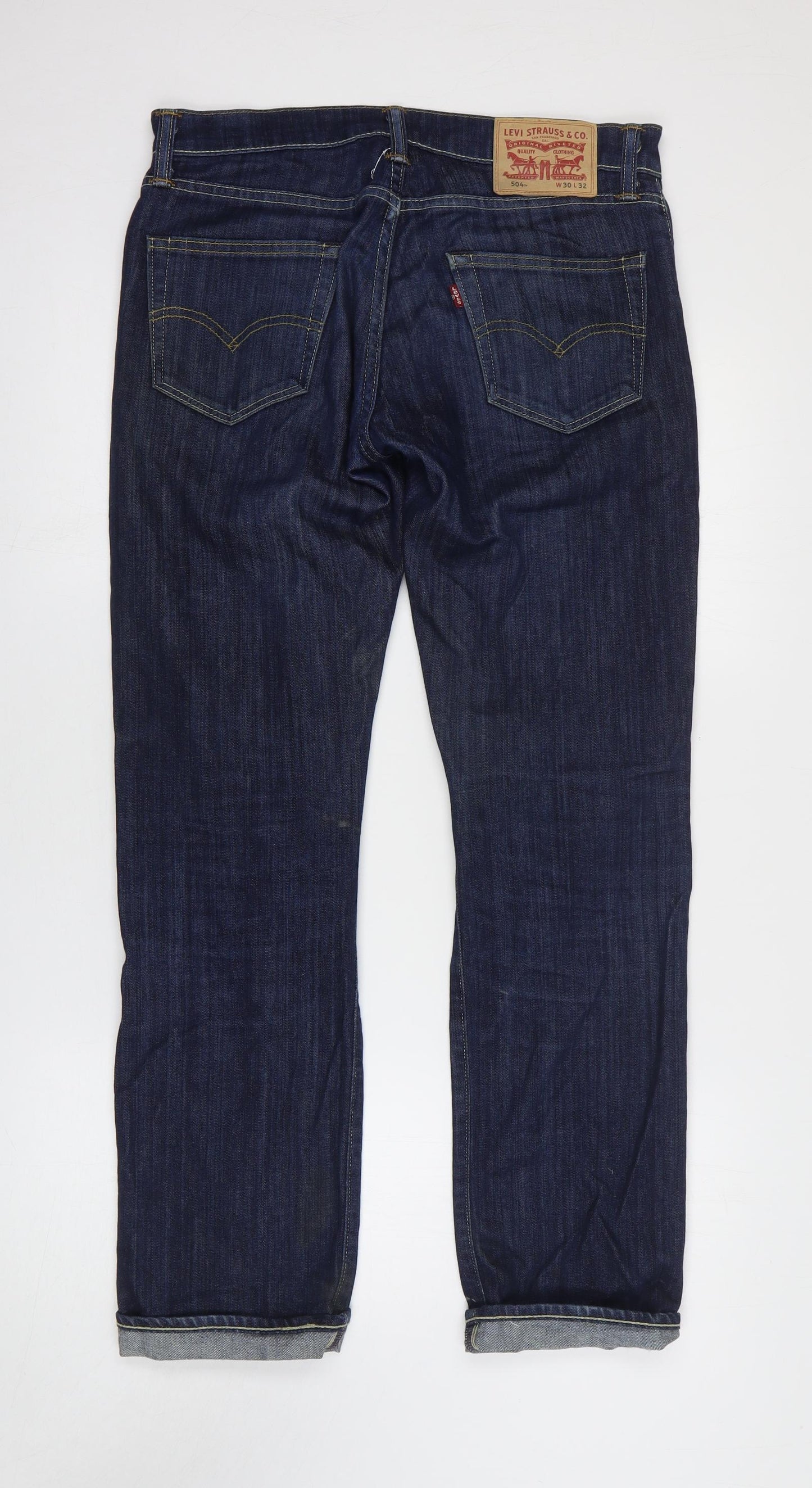 Levi's Mens Blue Cotton Straight Jeans Size 32 in Regular Zip