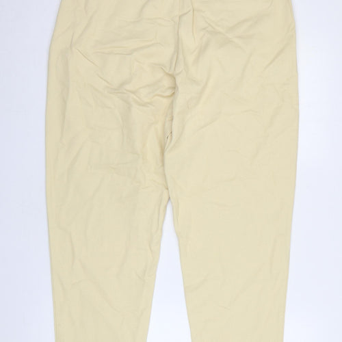 Zara Womens Beige Cotton Tapered Jeans Size 14 Regular Zip