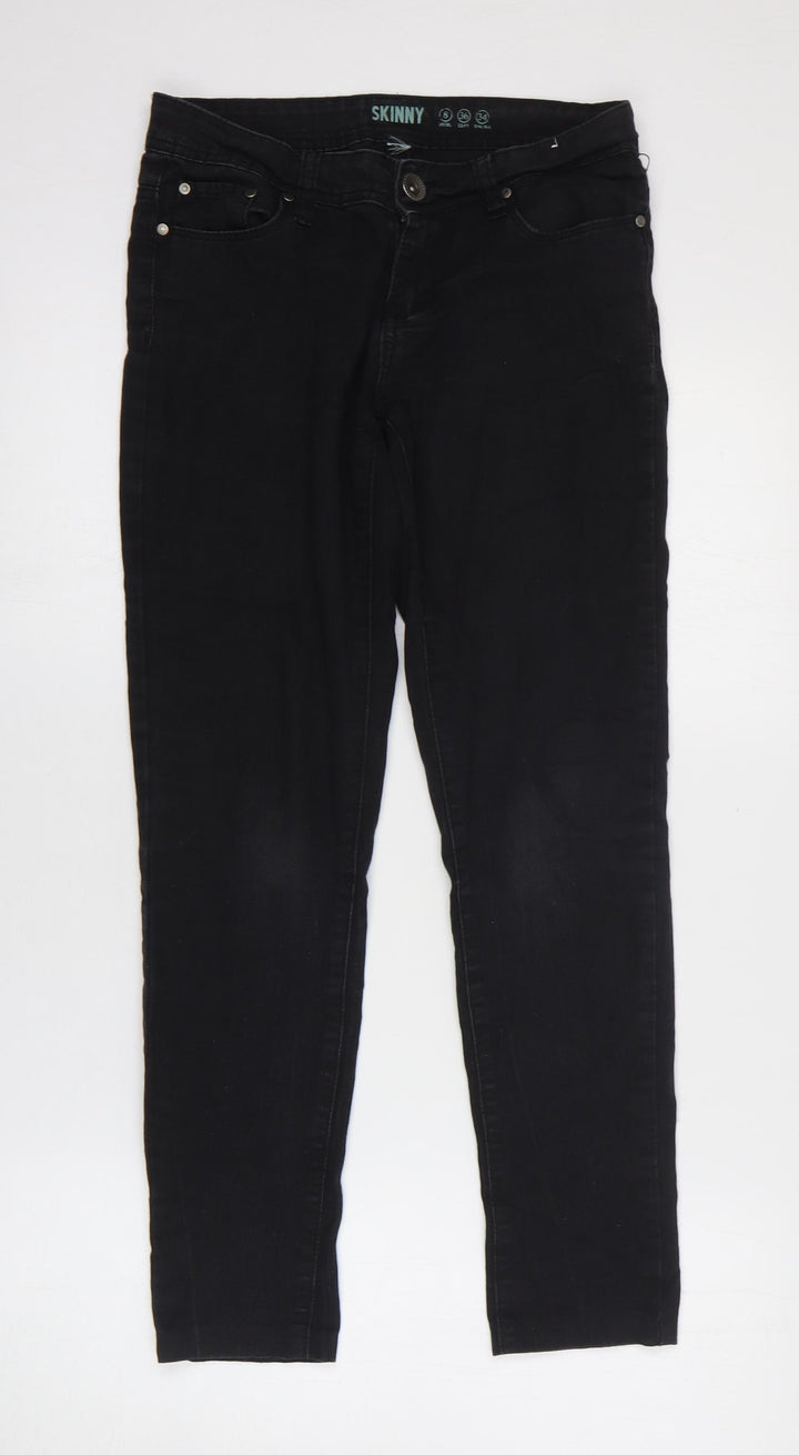 Preworn Womens Black Cotton Skinny Jeans Size 8 Slim Zip