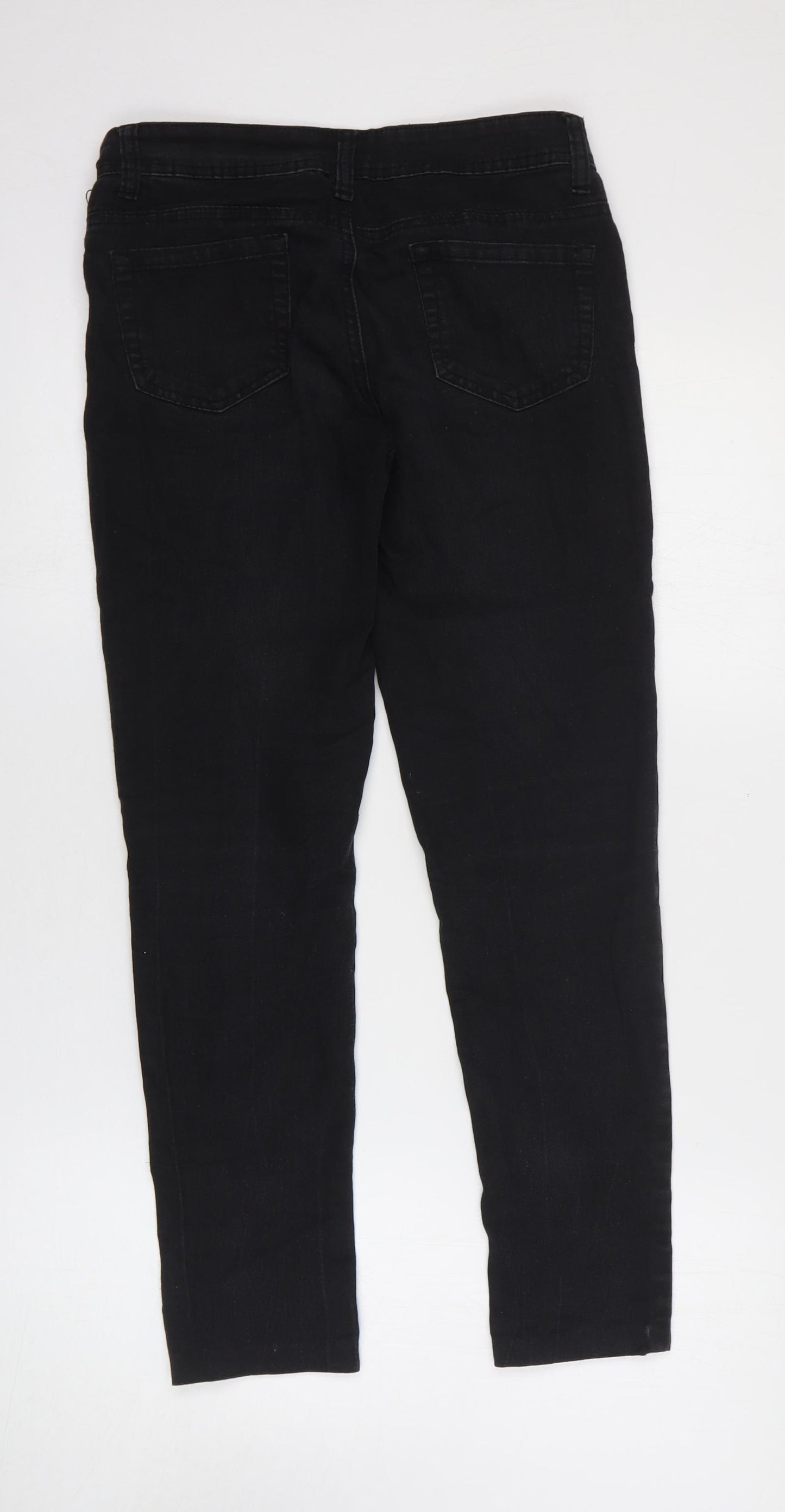 Preworn Womens Black Cotton Skinny Jeans Size 8 Slim Zip
