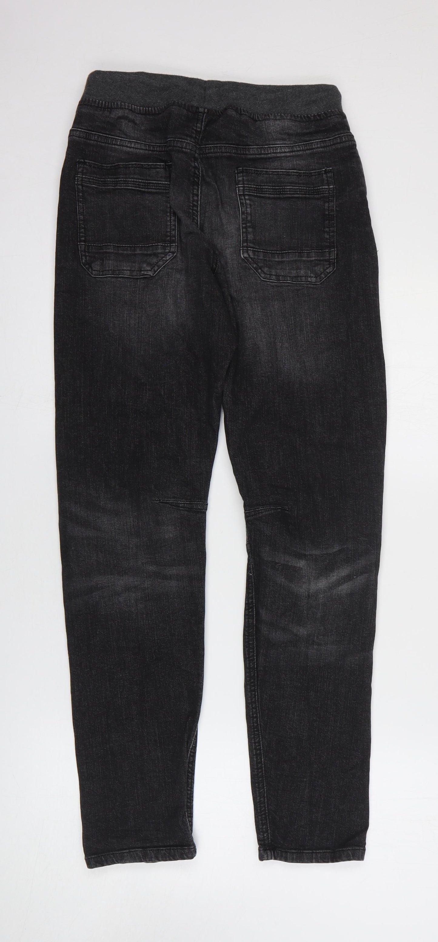 George Boys Black Cotton Straight Jeans Size 13-14 Years Regular Drawstring