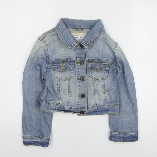 Denim & Co. Womens Blue Jacket Size 10 Button