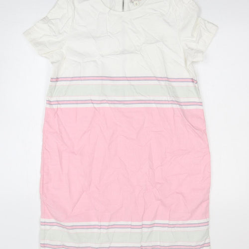 Gap Womens Pink Striped 100% Cotton Shift Size S Round Neck Zip