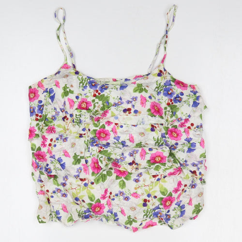 Oasis Womens Multicoloured Floral Viscose Basic Tank Size 14 Scoop Neck