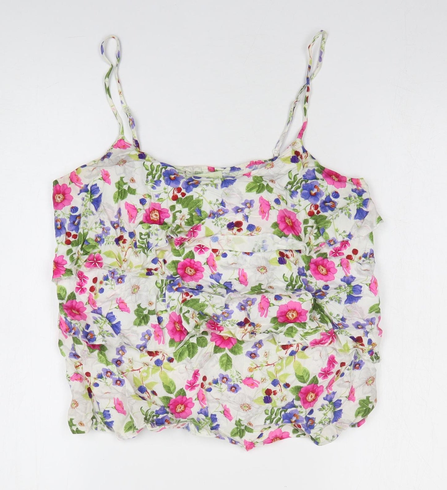 Oasis Womens Multicoloured Floral Viscose Basic Tank Size 14 Scoop Neck