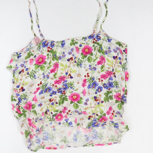 Oasis Womens Multicoloured Floral Viscose Basic Tank Size 14 Scoop Neck