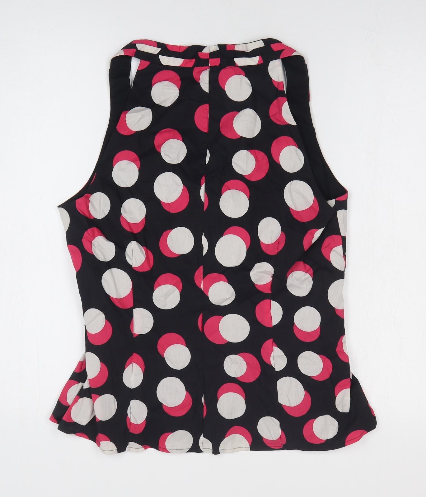 Coast Womens Multicoloured Polka Dot Cotton Basic Blouse Size 16 V-Neck