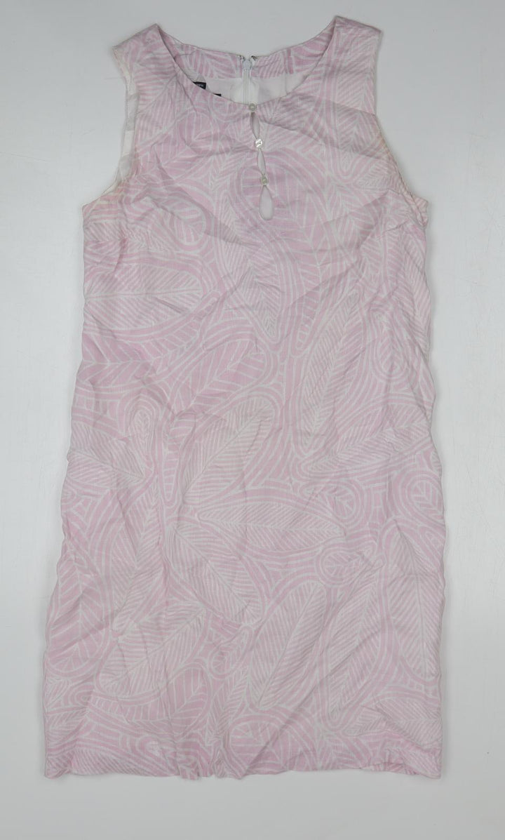 Island Company Womens Pink Geometric Linen Shift Size M Boat Neck Zip