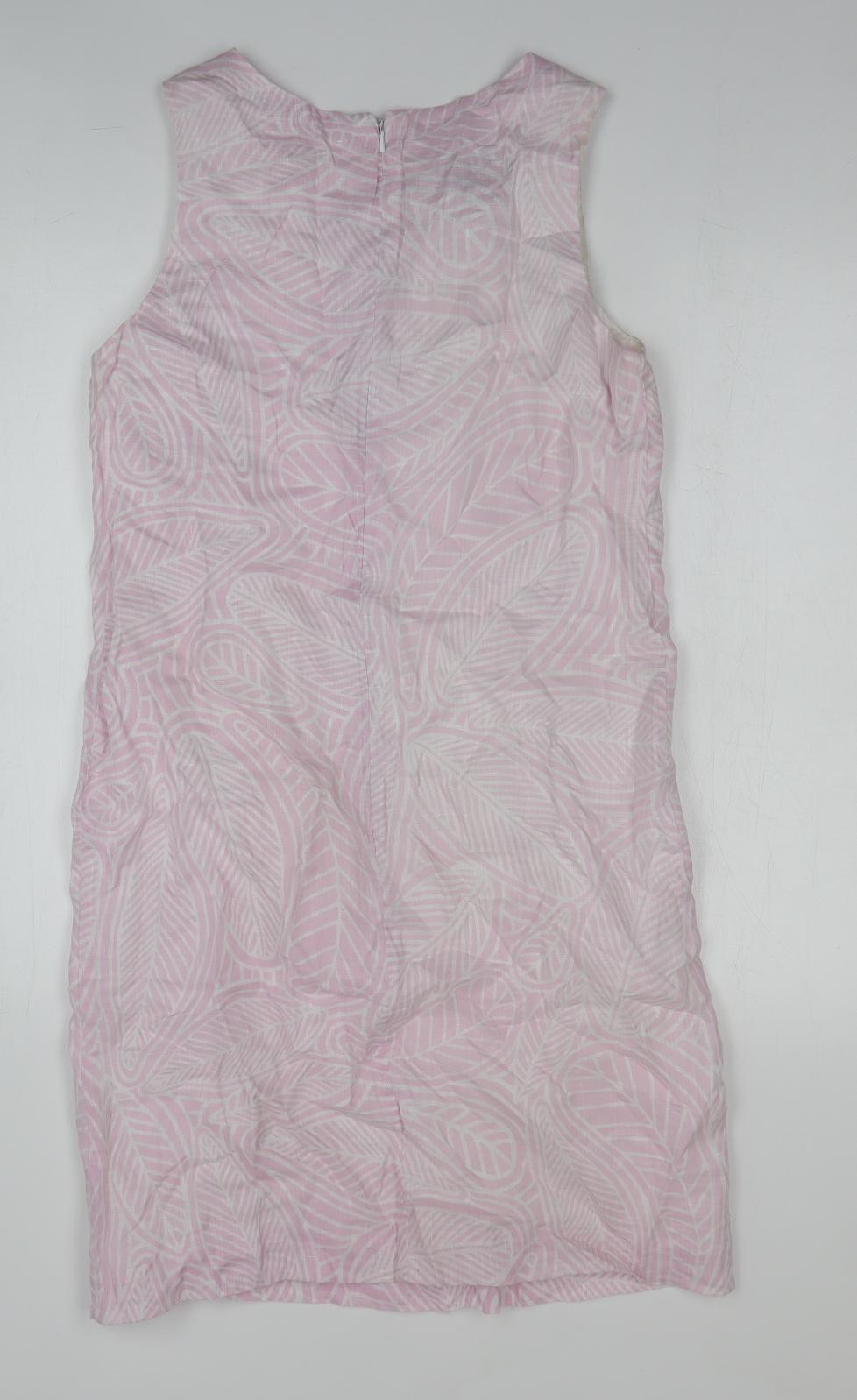 Island Company Womens Pink Geometric Linen Shift Size M Boat Neck Zip