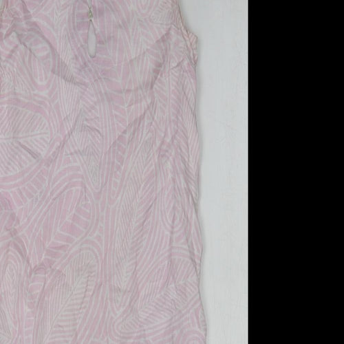 Island Company Womens Pink Geometric Linen Shift Size M Boat Neck Zip
