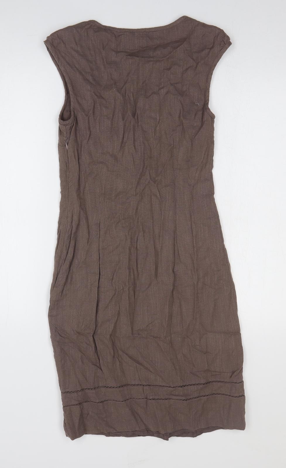Monsoon Womens Brown Cotton Tank Dress Size 8 Scoop Neck Pullover