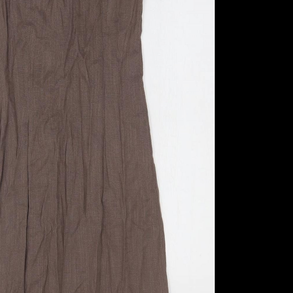 Monsoon Womens Brown Cotton Tank Dress Size 8 Scoop Neck Pullover
