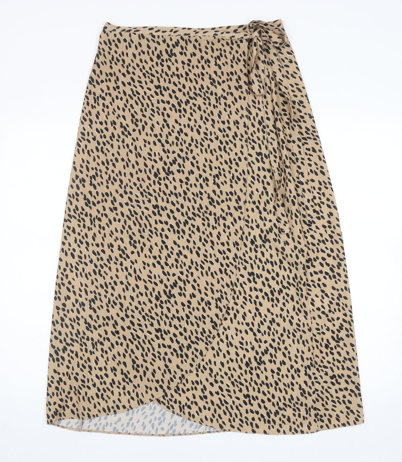 New Look Womens Brown Animal Print Polyester Wrap Skirt Size 12 Tie - Leopard Print